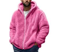 Mymyguoe Veste en peluche pour homme - Avec capuche - Fermeture éclair intégrale - Veste chaude - Manteau d'hiver avec doublure en peluche - Veste d'hiver tendance - Bloc de couleurs - Manteau en
