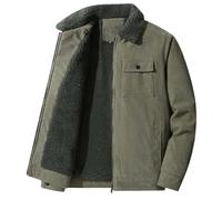 Mymyguoe Veste polaire pour homme - Fine et légère - Veste en velours côtelé - Doublure en peau d'agneau - Veste d'hiver Sherpa - Chaude - Veste bomber - Fourrure élégante - Vintage - Sans capuche