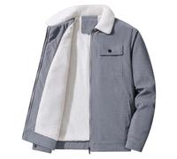 Mymyguoe Veste polaire pour homme - Fine et légère - Veste en velours côtelé - Doublure en peau d'agneau - Veste d'hiver Sherpa - Chaude - Veste bomber - Fourrure élégante - Vintage - Sans capuche