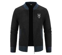 Mymyguoe Veste traditionnelle en polaire pour homme - Manteau d'hiver - Costume Oktoberfest - Cardigan long - Veste d'hiver thermique avec fermeture éclair - Trench coat léger, Noir , XXL