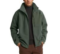 Mymyguoe Vestes en polaire pour homme - Vestes d'extérieur Sherpa - Veste d'hiver chaude - Couleur unie - Fermeture éclair - Doublée à capuche - Veste d'hiver - Manteau polaire uni, vert, 3XL