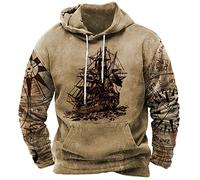 Mymyguoe Viking Sweat à capuche pour homme Automne Hiver Pull à capuche Viking Manches longues Imprimé Sweat à capuche Costume de pirate médiéval Sweatshirts avec capuche Pull d'hiver, b1, M
