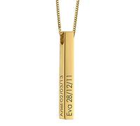 MyNameNecklace MYKA Collier Prénom avec Pendentif Barre Gravée 3D en Argent 925 ou Plaqué Or - Collier pour Elle (Or Vermeil)