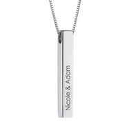 MyNameNecklace MYKA Collier Prénom avec Pendentif Barre Gravée 3D en Argent 925 ou Plaqué Or - Collier pour Elle (Argent 925)