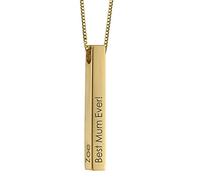 MyNameNecklace MYKA Collier Prénom avec Pendentif Barre Gravée 3D en Argent 925 ou Plaqué Or - Collier pour Elle (Argent 925 Plaqué Or Rose 18cts)