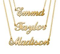 MyNameNecklace MYKA Collier Prénom en Argent style Carrie Bradshaw en Argent 925 ou Plaqué Or - Collier pour Elle (Argent 925 Plaqué Or 18cts)