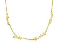 MyNameNecklace MYKA Collier Prénoms Multiples en Argent 925 ou Plaqué Or - Personnalisé Gravé Sur Mesure Cadeau Pour Femme, Elle, Maman (Or Vermeil)