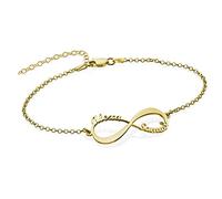 MyNameNecklace MYKA Personnalisé Bracelet Infini avec prénoms Plaqué Or Nom Prenom Cadeau Femmes Fille Mère Maman Bijoux (Plaqué Or 18cts)