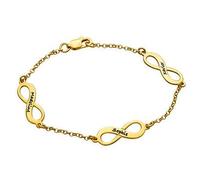 MyNameNecklace MYKA - Personnalisé Bracelet Infini Multiple en Argent - Gravé Nom Bijoux - Cadeau Pour Elle -Cadeau De Maman (Plaqué Or 18ct)