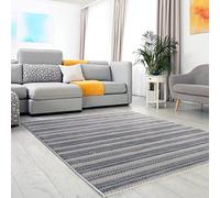 Mynes Home Tapis à Poils Courts Gris / 80 x 150 cm/Motif 3D Abstrait Vintage Linen Designer/Tapis Moderne Facile d'entretien