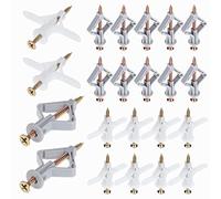 Mynoozi 200 Pcs Fixations pour Plaques de Plâtre (50 Blanc+50 Gris Chevilles+100 Vis), Chevilles pour Plaque de Plâtre et Vis, Fixations Murales Creuses pour Installation Murale en Plaque de Plâtre