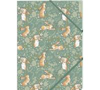 myNOTES Papeterie: Weißt du eigentlich, wie lieb ich dich hab? Sammelmappe: Hasenmuster dunkelgrün