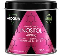 Myo-inositol + D-chiro-inositol 4050 mg - 210 gélules - avec zinc, vitamine B6, acide folique, sélénium, chrome et vitamine D3 - Ménopause, fertilité et équilibre hormonal féminin - Aldous