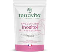 Myo-Inositol + D-Chiro-Inositol | Avec Zinc Bisglycinate, B6 et Acide Folique B9 Quatrefolic® | SOPK, Soutien Hormonal et Métabolique | Ratio Optimal 40:1 | 120 Grammes Poudre Goût Neutre | Terravita