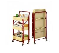 MYOLIO Chariot De Rangement Pliable À 3 Niveaux avec roulettes Universelles, Chariot Organisateur Mobile Polyvalent for Salon Et Chambre