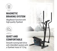 Myon Cycle Vélo elliptique volant d'inertie 12 kg SilentBelt System noir