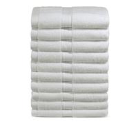 Myooka Lot de 10 serviettes de bain 600 g/m² 100 % coton éponge de qualité supérieure très absorbantes pour salle de bain, douche, utilisation quotidienne - Lavable en machine (70 x 140 cm, blanc)