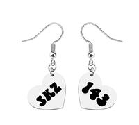 MYOSPARK Stray K K-POP Boy Group Gifts SK 143 Boucles d'oreilles en forme de cœur K-POP Stray K Fans Cadeau K-POP Stray K Album Merchandising Korean Group Jewelry Gift, Alliage