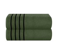 MyOwn Lot de 2 serviettes de bain surdimensionnées en coton 100 x 150 cm - Serviettes de bain ultra absorbantes, compactes, à séchage rapide et légères - Vert olive