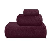 MyOwn Lot de 3 serviettes en coton ultra doux comprenant 1 drap de bain 70 x 140 cm, 1 serviette de toilette 40 x 60 cm et un lit de toilette de 30 x 30 cm, bordeaux