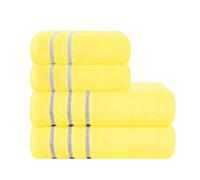 MyOwn Lot de 4 serviettes en coton ultra doux comprenant 2 serviettes de bain 70 x 140 cm, 2 serviettes 50 x 90 cm, pour un usage quotidien, compact et léger, jaune