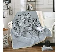 MYPALL Couverture en Flanelle Noir, Blanc et Tigres Plaid Polaire Couverture Peut être Utilisée comme Draps De Lit Couverture bébé Housse De Canapé, Entretien Facile Chaud Durable 100 x 130cm