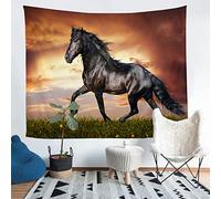 MYPALL Tapisserie Murale Suspendue Animal cheval noir Tapisserie Décoration Murale Art Nature 150x130 cm