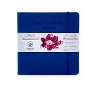 Mypaperworld Carnet de croquis aquarelle carré - 300 g/m² - 100 % coton - Papier aquarelle - 16 x 16 cm - Sans acide - 24 feuilles de 48 pages pressées à froid - Bleu foncé