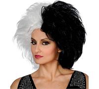 MyPartyShirt cruella de viL perruque 101 dálmatas Noir pour femme Blanche adulte de la film de Disney