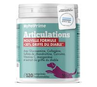 MyPetPrime Articulations Chien Complément Alimentaire 120 + 5 Comprimés Supplémentaires Offerts | Nouvelle Formule JointSupport avec MSM, Poudre de Moule Verte, Glucosamine et Griffe du Diable