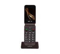 Téléphone Clapet Senior Double écran Autonomie 7 jours Socle de charge Myphone Marron