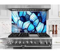 Myphotostation.com Dosseret mural en verre trempé teinté pour cuisine derrière la cuisinière - 60 x 30 cm (l x H) - Crédence bleue