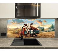 Myphotostation Crédence en verre trempé pour cuisinière Motif vache sur camion 60 x 60 cm