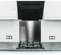 Myphotostation Dosseret de cuisine en verre trempé en acier brossé pour cuisine, protection murale de cuisinière, planche à découper, panneau mural de cuisinière, couverture arrière de cuisinière 65,6