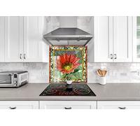Myphotostation - Dosseret en verre trempé à motif de fleur teintée de 177 x 100 cm - Protection murale pour cuisine, salle de bain, panneau de dosseret en verre trempé