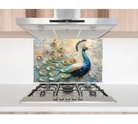Myphotostation - Dosseret en verre trempé bleu élégant pour cuisine, protection murale de cuisinière, planche à découper, panneau mural de cuisinière, couverture arrière de cuisinière - 76,2 x 45,7 cm