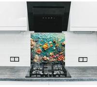 Myphotostation Dosseret en verre trempé coloré pour cuisine, cuisinière, planche à découper, panneau mural de cuisinière, panneau mural de cuisinière, couverture arrière de cuisinière 90 x 76 cm (l x