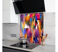 Myphotostation Dosseret en verre trempé de couleur huile 50,8 x 50,8 cm - Crédence de peinture abstraite pour décoration de cuisine, salle de bain, panneau de dosseret en verre pour cuisinière