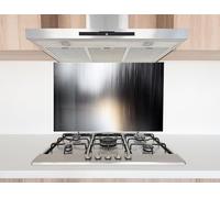 Myphotostation Dosseret en verre trempé dégradé de style métallique dégradé de couleur acier 90 x 76 cm, crédence en verre pour protection murale de cuisinière, planche à découper, panneau mural de