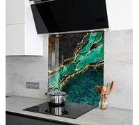 Myphotostation - Dosseret en verre trempé noir marbré vert de 152,4 x 101,6 cm - Crédence de couleur foncée pour décoration murale de cuisine, salle de bain, panneau de dosseret pour cuisinière