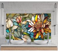 Myphotostation Dosseret en verre trempé teinté floral chaud pour cuisinière, protection murale pour cuisinière, planche à découper, panneau mural de cuisinière, couverture arrière de cuisinière 61 x