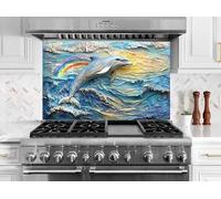 Myphotostation Dosseret en verre trempé teinté pour cuisine, cuisinière, planche à découper, panneau mural de cuisinière, panneau mural de cuisinière, couverture arrière de cuisinière 101,6 x 50,8 cm