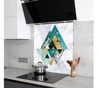 Myphotostation Dosseret en verre trempé texturé marbré de 101,6 x 101,6 cm pour décoration murale de cuisine, salle de bains, panneau de four en verre trempé pour cuisinière, décoration de cuisine