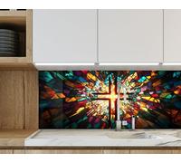 Myphotostation Radiant Faith Dosseret de cuisine en verre trempé multicolore 76,2 x 38,1 cm (l x H)