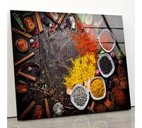 Myphotostation Œuvre d'art murale en verre trempé pour cuisine - 50,8 x 35,6 cm - Épices - Décoration murale moderne en verre trempé - Grand panneau en verre trempé - Décoration murale de cuisine