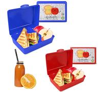 Mypicompany. 2 boîtes à déjeuner rectangulaires pour enfants, 2 boîtes à lunch pour enfants avec dessins amusants, sans BPA, 2 boîtes à lunch pour enfants de couleur rouge et bleue.