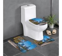 MyPiky Austin Texas Lot de 3 tapis de salle de bain, tapis de bain et tapis de toilette et couvercle de toilette pour décoration d'intérieur