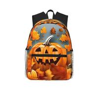 MyPiky Automne Feuilles Thanksgiving Day Sac à dos imprimé citrouille pour femmes hommes, sac à dos de voyage pour ordinateur portable, sac pour ordinateur, sac à dos décontracté sac de voyage, noir