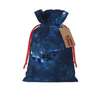 MyPiky Bleu Galaxy Imprimé Noël Sacs Cadeaux Cadeaux Sacs d'emballage Sacs de Rangement Paquet Cordon Sac Cadeau pour Fête Vacances