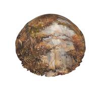 MyPiky Bonnet de douche à imprimé ferme avec cerf, élastique et réutilisable pour cheveux longs, grand bonnet de douche imperméable, pour femmes, hommes, enfants